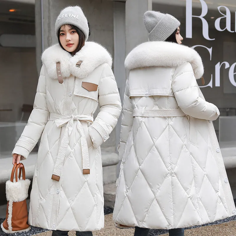 Clothes Women 2024 New Korean Version Loose Long Knee Cotton-Padded Clothes Bread Clothes Winter Thick Coat Design Sense - Image 4