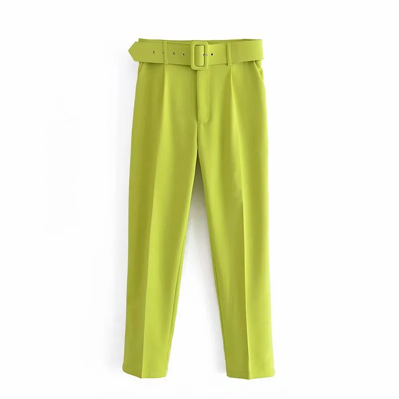 Znbbw 2024 New Pleated Multi-Color Harlan Pants Leisure Solid-Color Women's Pants Belt - Image 8