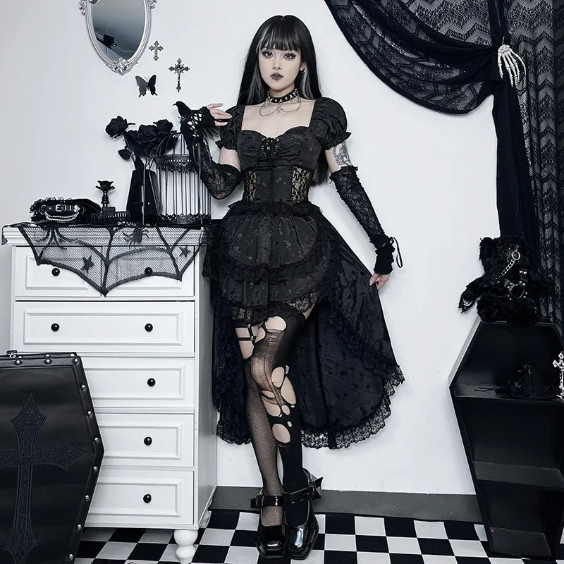 Znbbw Autumn New Trailing Waist Skirt Temperament Elegant Court Style Jacquard Spliced Blouse Girl - Image 3