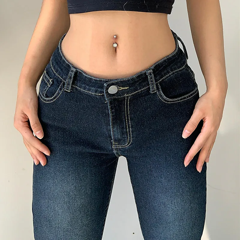 2024 Women's Wear Ins Street Network Celebrity Hot Girl Style Low Waist Shows Thin Slightly Spicy Jeans - Image 2