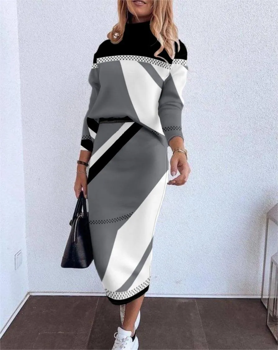 Znbbw Autumn And Winter Large Size New Fashionable Dress Suit With Long Sleeves And High Collar - Image 2