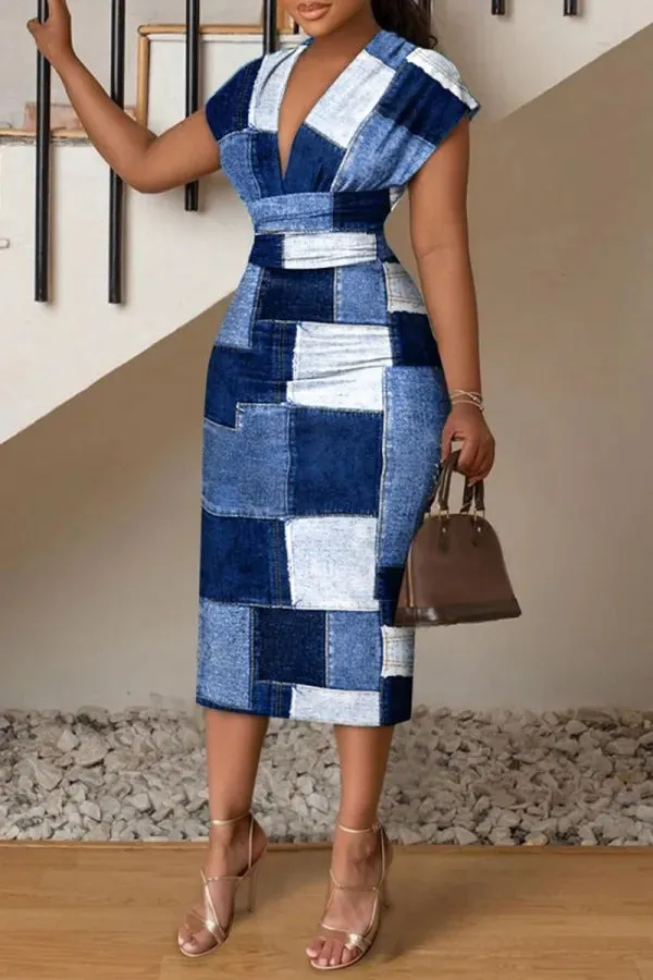 Znbbw Women's Fashion Style Fashion Temperament V-Neck Slim Print Dress - Image 6