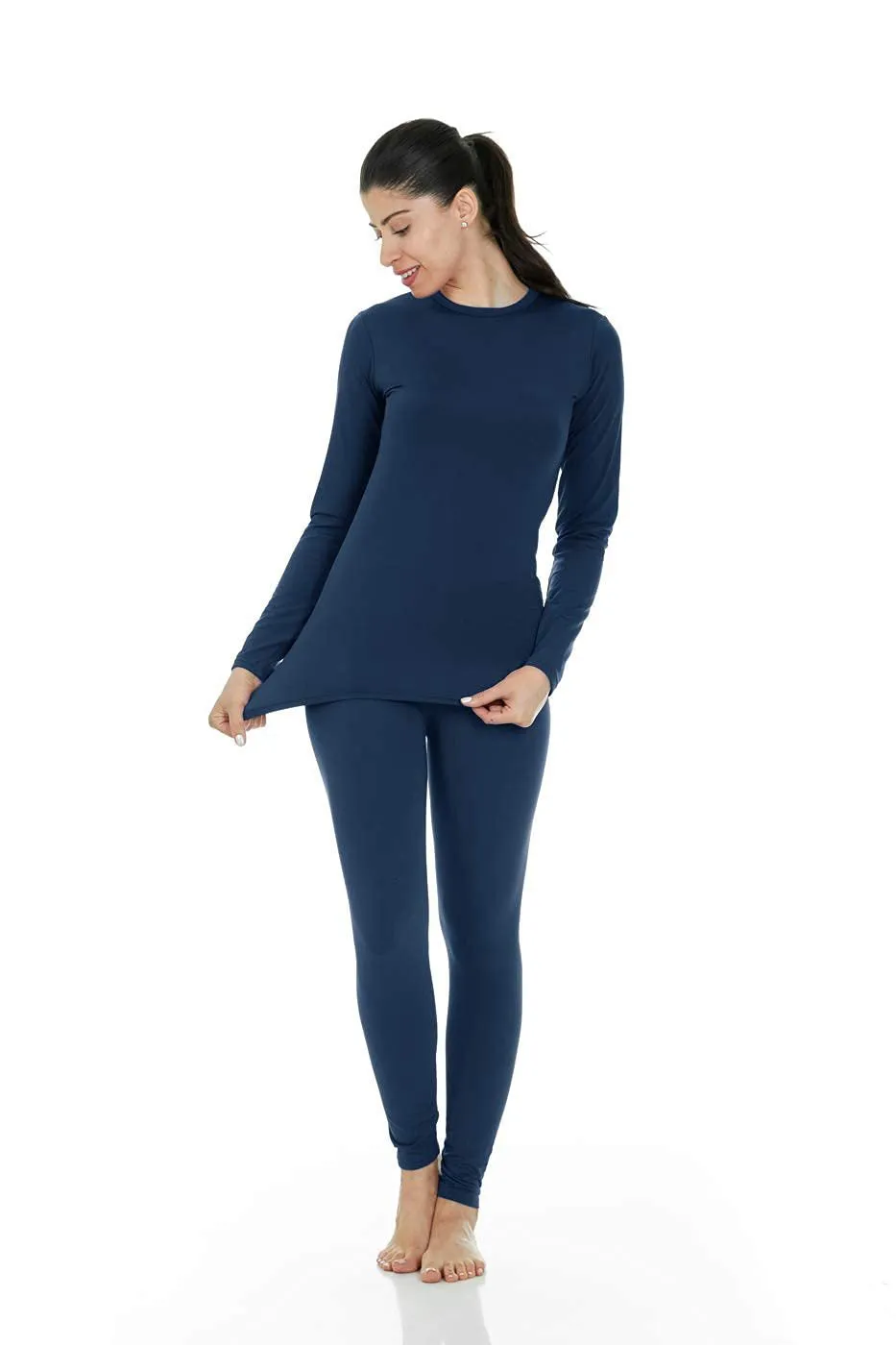 Znbbw And Winter Warm Underwear Women's Seamless Slim Comfortable Elastic Solid Color Long-Sleeved Trousers Autumn Suit Long Johns - Image 8