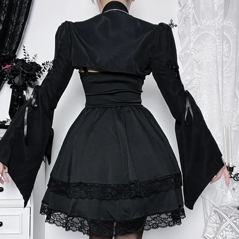 Znbbw Autumn's New Fashionable Short-Sleeved Blouse Is Elegant And Slim, Tied With Horn Cuff Shirt. - Image 3