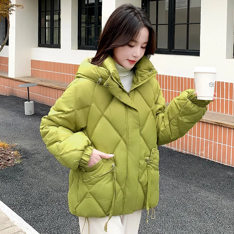 Cotton Jacket Female 2024 New Fashion Style To Overcome The Loose Diamond Design Sense Warm And Thin Cotton-Padded Coat - Image 4