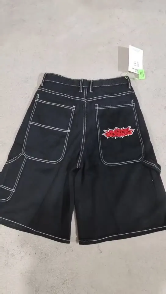 Znbbw Y2K Vintage Denim Shorts Men's Harajuku Punk High-Waisted Denim Shorts - Image 15