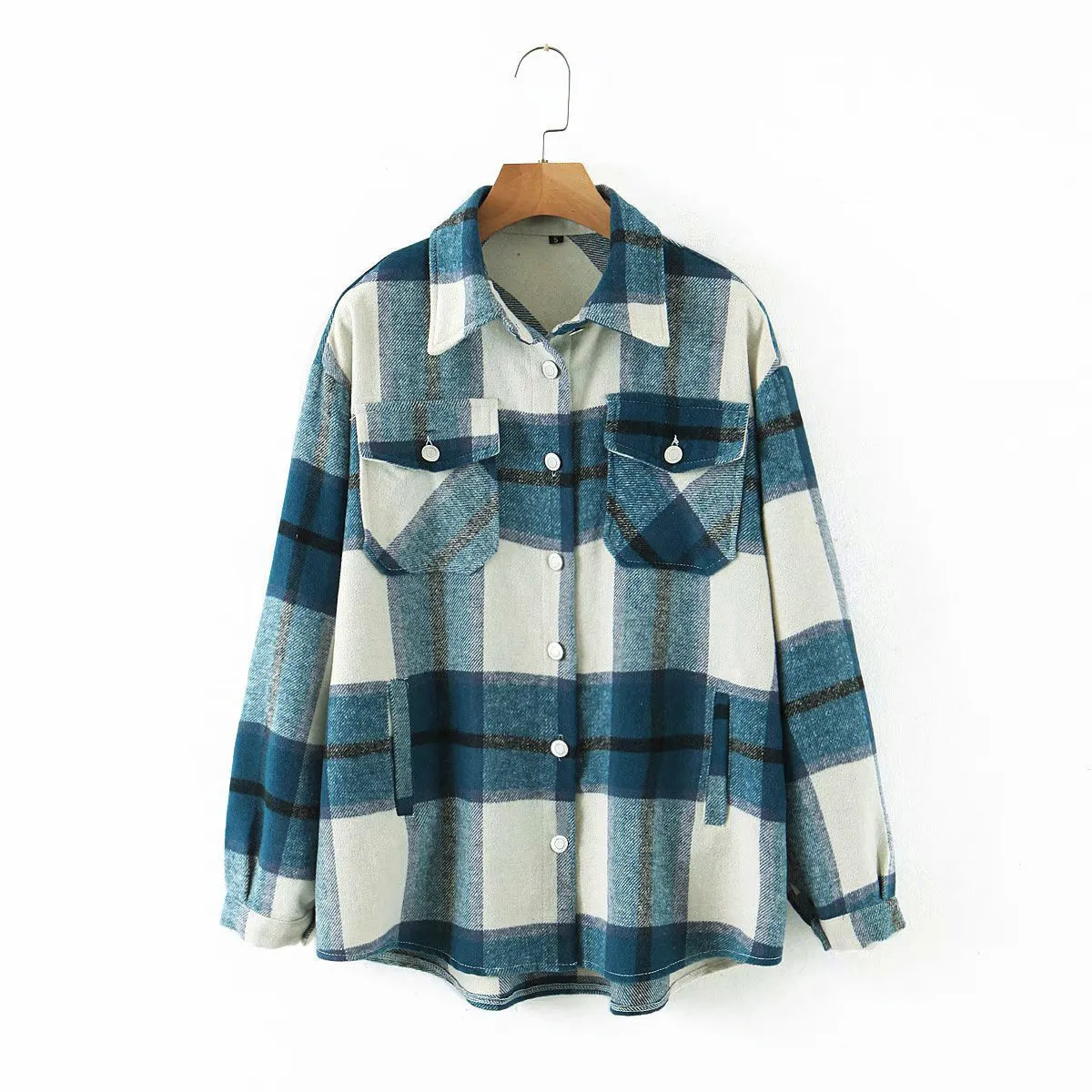 Znbbw Autumn Women's Wear Urban Leisure Woolen Plaid Shirt Jacket - Image 11