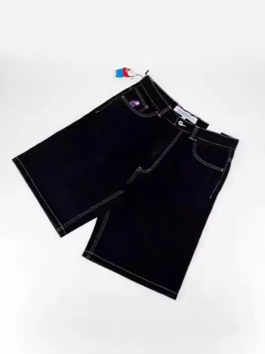 Znbbw Year's Popular Style Men's Shorts Y2K Pants Original Gothic Hip-Hop Cartoon Pattern Embroidered Loose Denim Shorts - Image 8