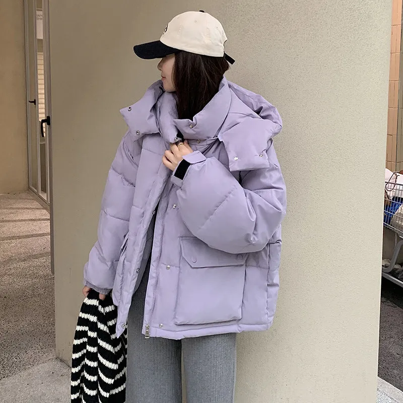 Year Popular Down Cotton Suit Female Winter Korean Version Hooded Overalls 2024 Ins Harbor Wind Thick Padded Coat Tide - Image 5