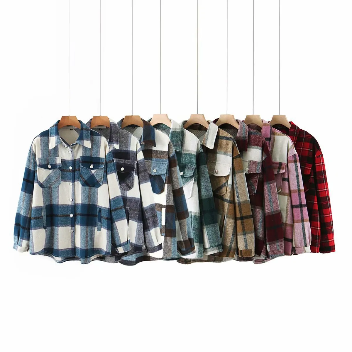 Znbbw Autumn Women's Wear Urban Leisure Woolen Plaid Shirt Jacket - Image 23