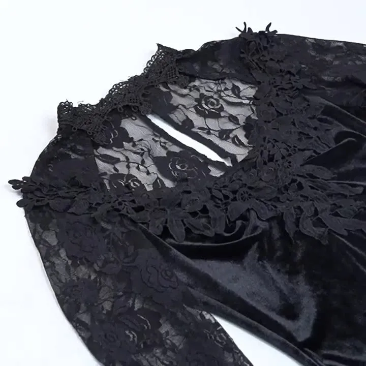 Znbbw Autumn New Style Sexy Micro-Transparent Slim Dress Dark Lace Fishtail Long-Sleeved Dress Woman - Image 9