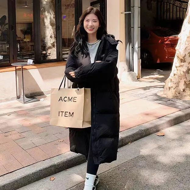 Down Cotton Clothes Women Long Over The Knee Winter 2024 New Korean Version Of Cotton-Padded Jacket Women Loose And Thick Padded Clothes - Image 3