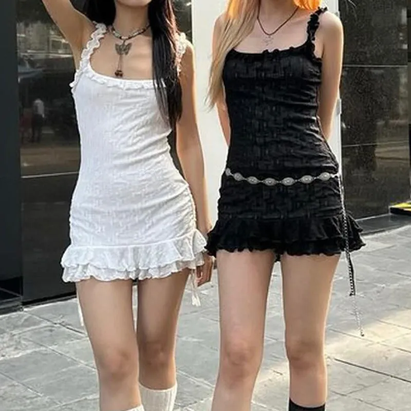 Fashionable Temperament Stacked Square Collar Agaric Edge Suspender Skirt Slim Waist Pure Desire Spicy Girl Hip Dress - Image 2