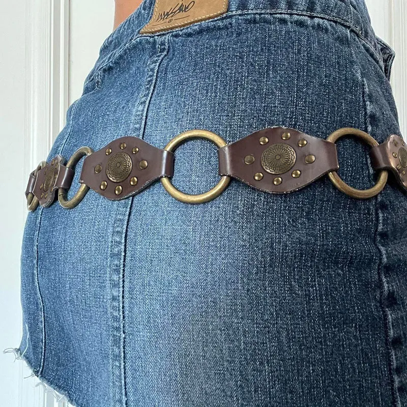 Vintage Metal Buckle Sunflower Small Design Leather Belt 2024 New Fashion Accessories - Image 3