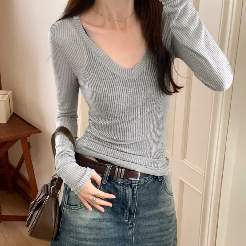Znbbw Micro-Transparent Long-Sleeved Sweater Women's Early Autumn New Design Sense Of Slim And Thin Bottomed Blouse - Image 7
