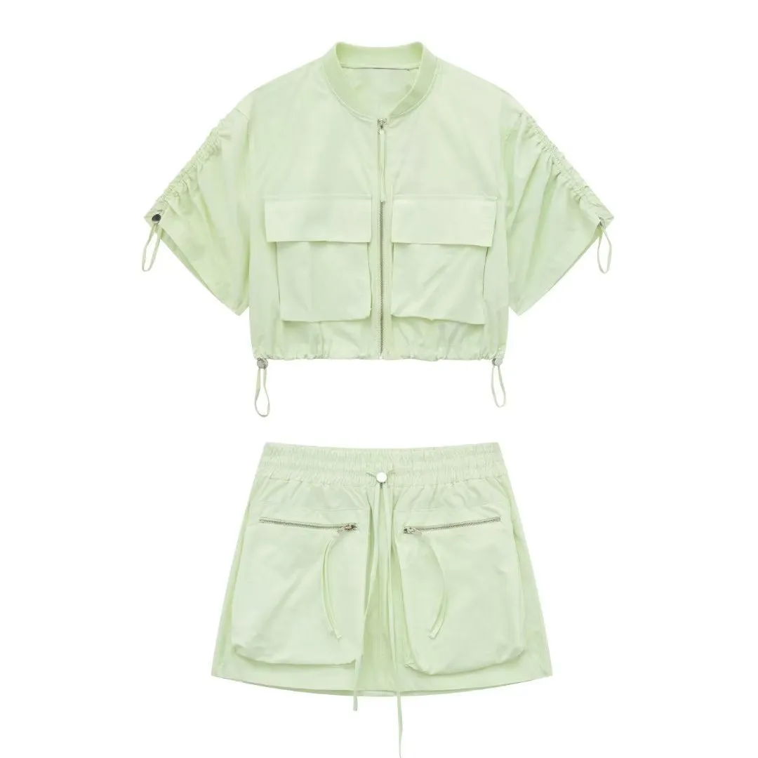 Znbbw New Pocket Decoration Short Shirt Coat Tooling Miniskirt 3067421