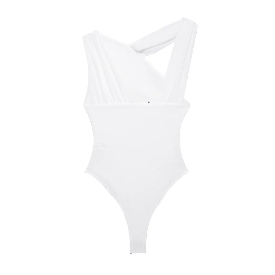 Znbbw Spring Style Asymmetrically Pleated Silk Mesh Jumpsuit 5039337