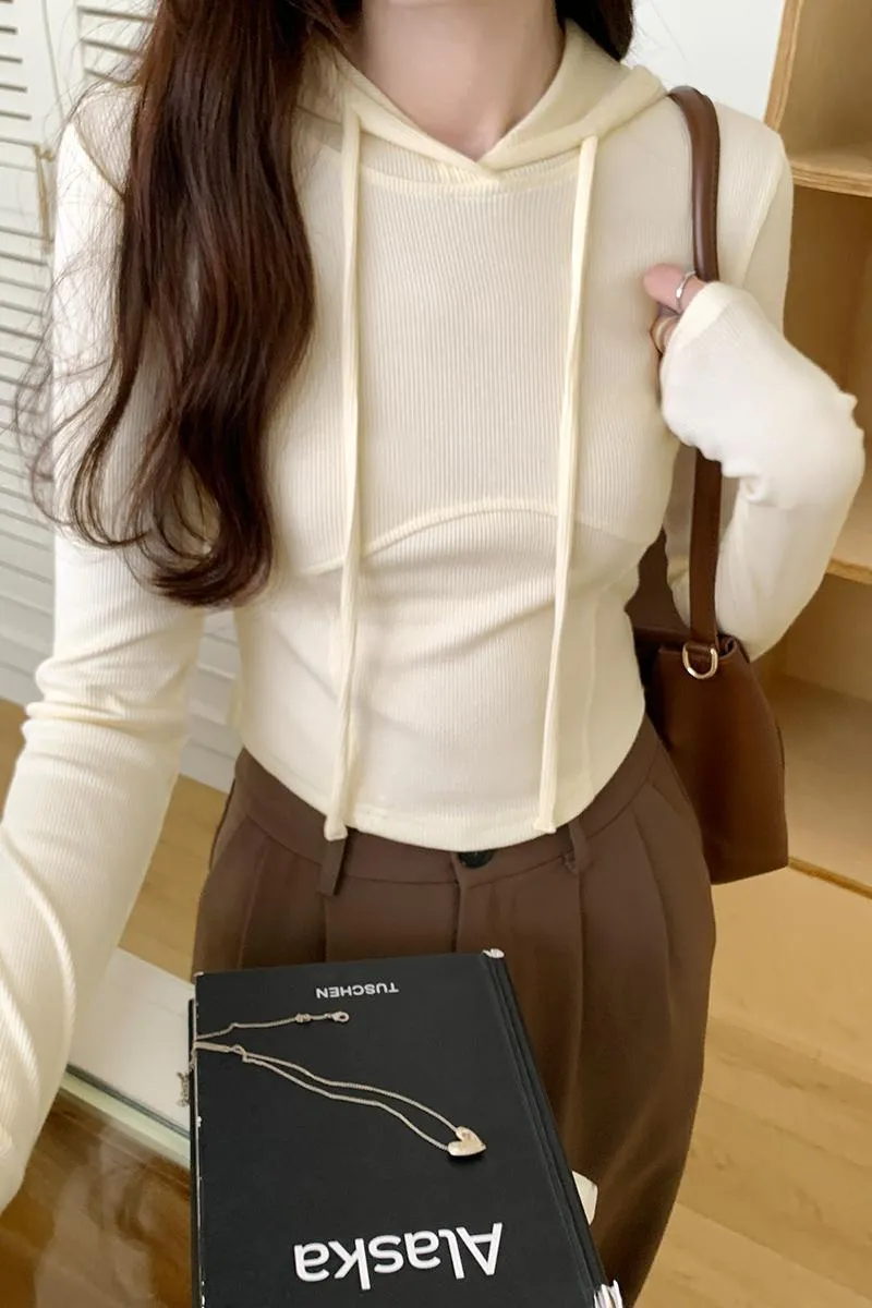 Znbbw Hooded Long-Sleeved T-Shirt For Women In Autumn, The New Bottomed Shirt Is Slim, Slim, Short And Underwear. - Image 10