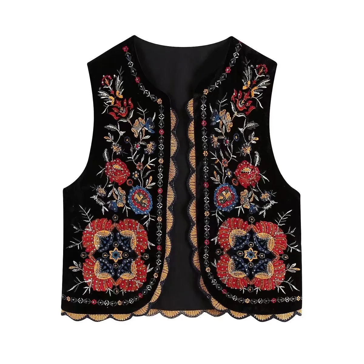 Znbbw And Winter New Embroidered Velvet Fashion Cardigan Vest - Image 6