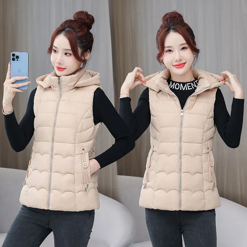 2024 Autumn Winter Down Cotton Vest Short Korean Version Slim Slim Vest Vest Outside The Vest - Image 2