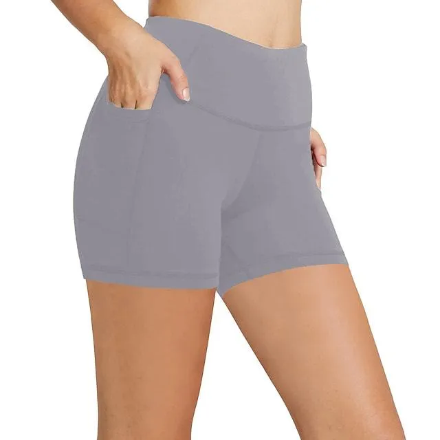 Znbbw Yoga Pants Pocket High Waist Elasticity Pure Color Breathable Exercise Running Training Fitness Shorts - Image 2