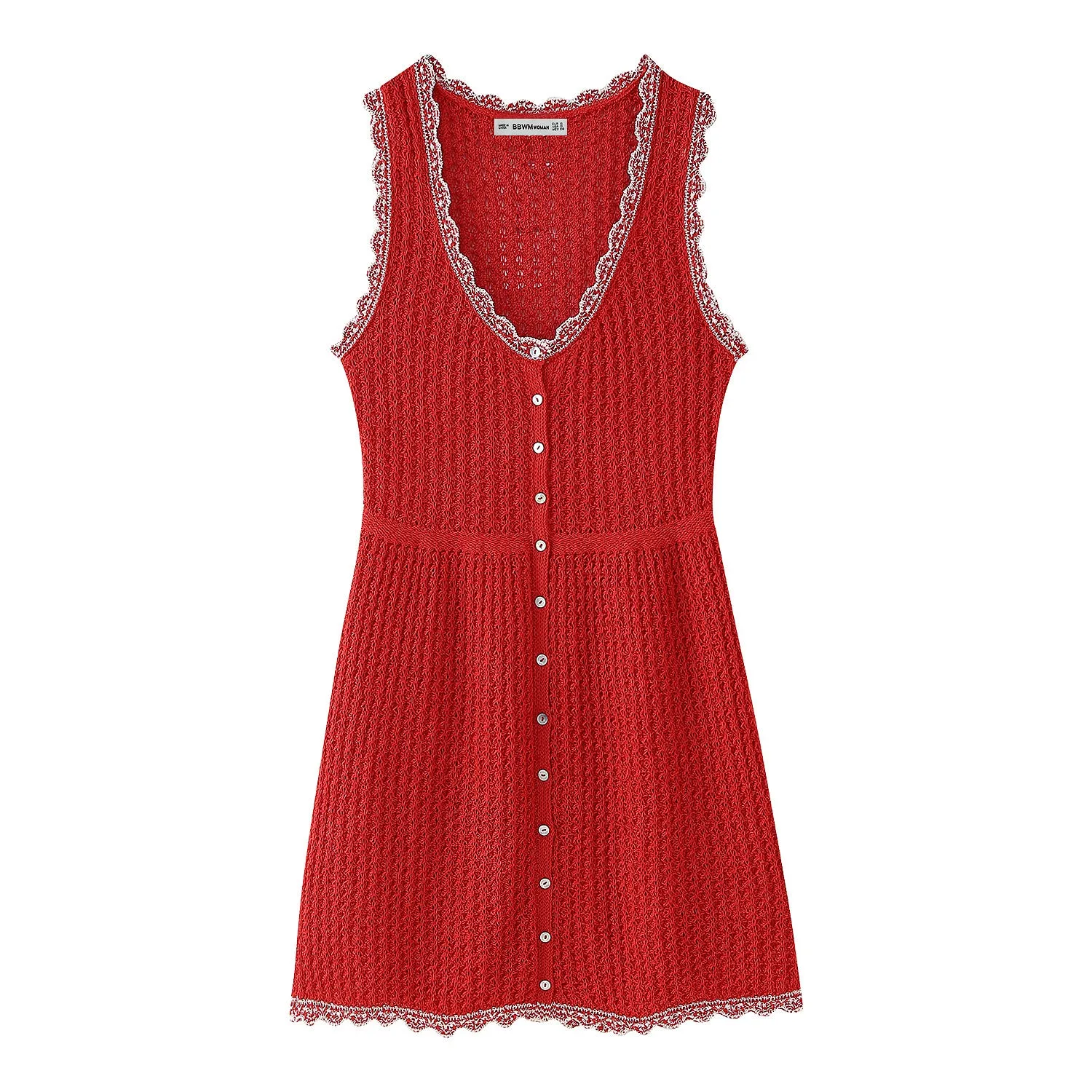 Znbbw Summer Jacquard Mesh Sleeveless Knitted Mini Dress 5802024