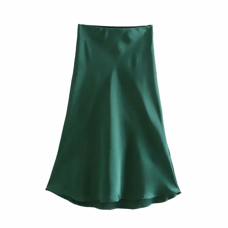 Znbbw 2024 New Elastic Waistline Simple Full-Color Satin Full-Length Skirt - Image 15