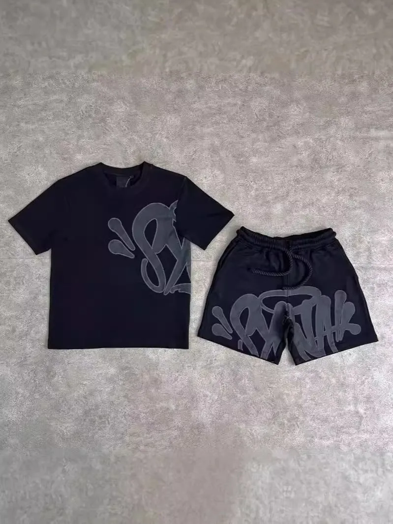 Znbbw Aesthetic High Street Hip-Hop Printed Letter Short-Sleeved T-Shirt Shorts Men's Summer Tide Brand Leisure Sports Suit - Image 11