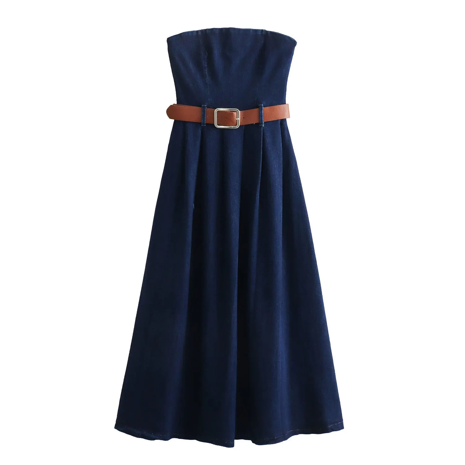 Znbbw Spring Dress With Belt And Denim Breast 6164072