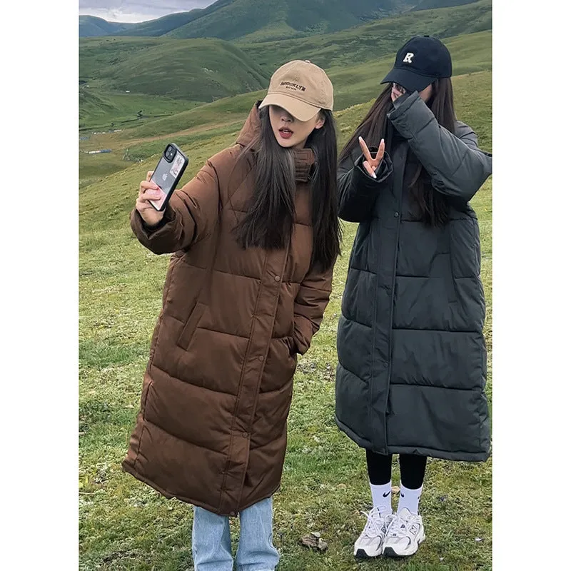 Down Cotton Clothes Female New Korean Version Loose Over The Knee Thick Warm Cotton-Padded Clothes Cotton-Padded Jacket Winter Coat Bread Clothes - Image 2