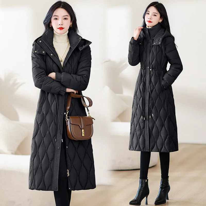 Cotton-Padded Clothes Female Long Money Over The Knee Can Remove Cap Down Cotton-Padded Jacket Show Thin Two Wear Can Take Off Discharge Cotton-Padded Clothes Add Thick Coat - Image 3