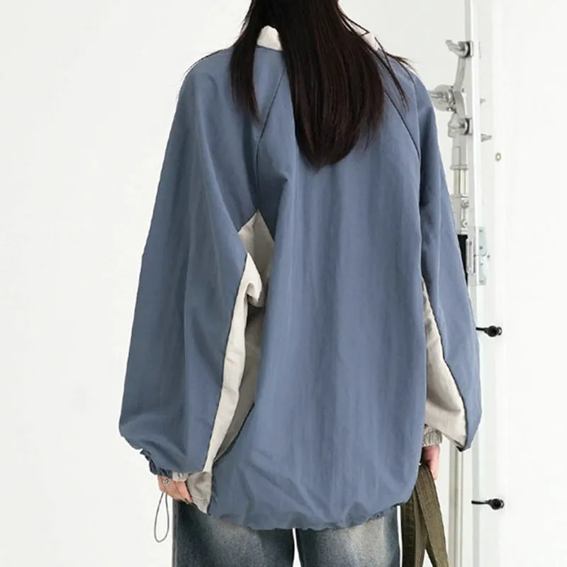 Street Color Casual V-Collar Loose Coat 2024 Spring / Summer Style Rope Design Basic Comfortable T-Shirt Sweater - Image 2