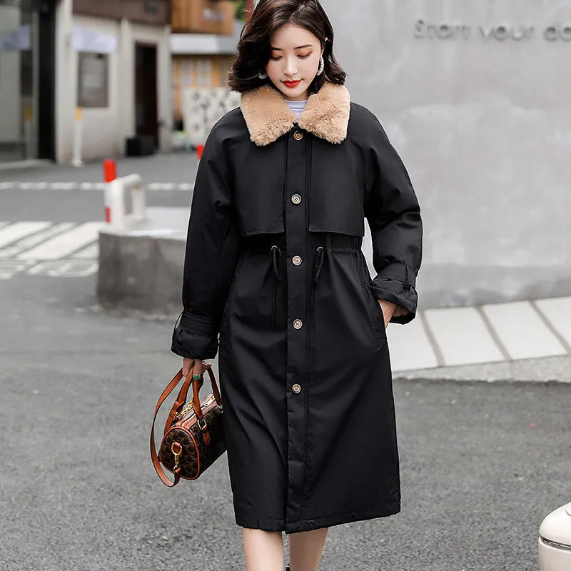 2024, Cotton Jacket Women Long Over The Knee Korean Version Loose Plus Velvet And Thick Trench Coat Pie To Overcome The Overalls Student Coat Winter - Image 5