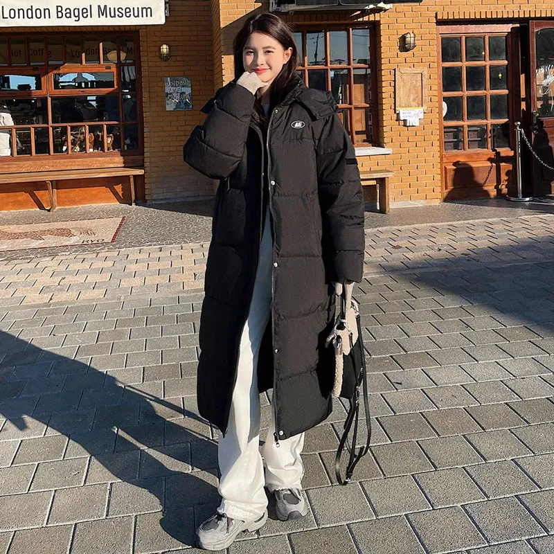 Cotton-Padded Jacket Women 2024 New Winter Long Money Thick Over The Knee Small Chinese Drama Art Test Cotton-Padded Clothes Cotton-Padded Jacket Women - Image 4