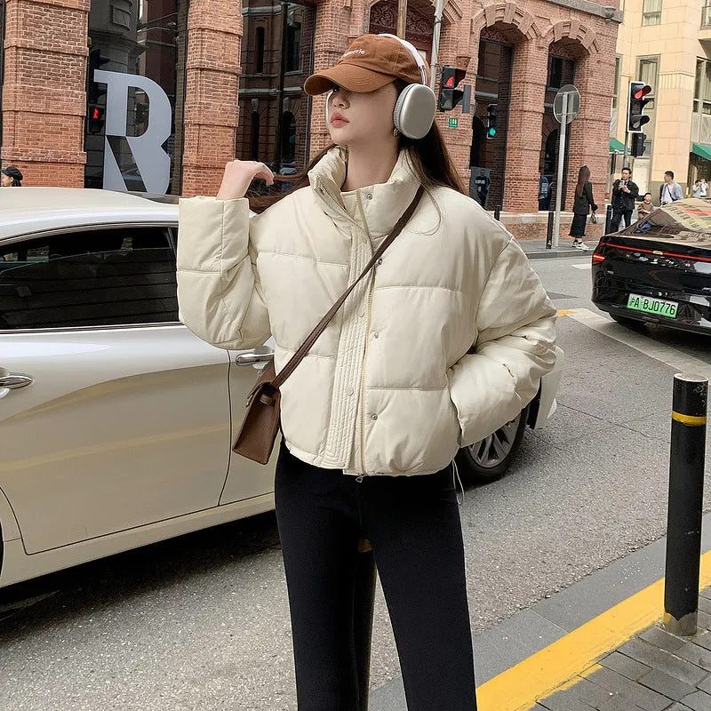 Wears Down Cotton Jacket Female 2024 New Short PU Leather Winter Coat Small Padded Clothes Padded Jacket Female - Image 4