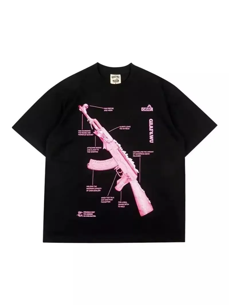 Znbbw Street Skull Money Printing Oversized Pattern T-Shirt Gothic Cotton T-Shirt Y2k Blouse Short Sleeves For Harajuku Couple - Image 15