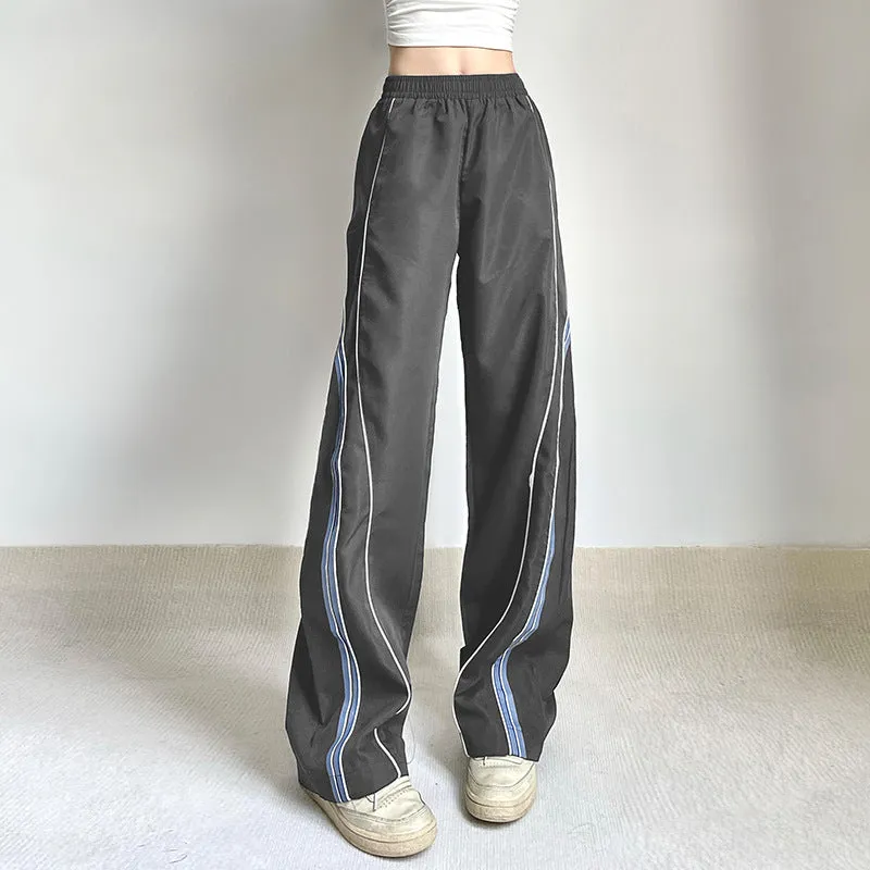 Fashionable Winter New 2025 Women's Wear High Waist, Thin, Loose, Casual Color Stripe Design Woven Trousers - Image 2