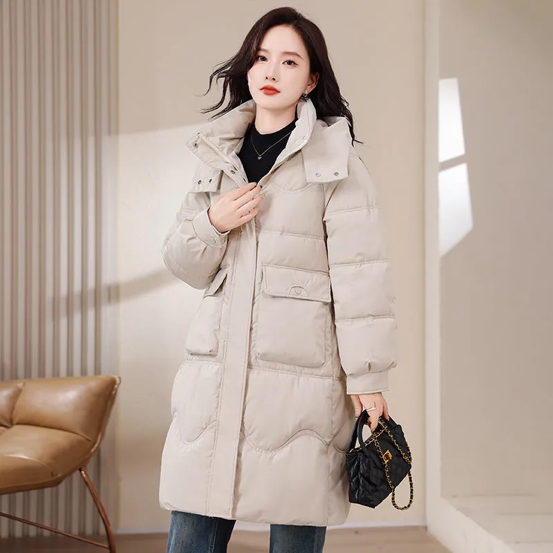 Wear Down Cotton Clothes Female Medium Long Korean Version Cotton-Padded Clothes Fat Mm280 Catties Large Size Women's Wear Thick Cotton-Padded Jacket Coat Tide - Image 2