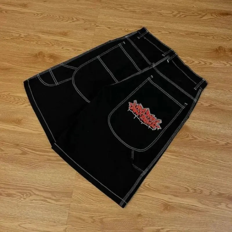 Znbbw Y2K Vintage Denim Shorts Men's Harajuku Punk High-Waisted Denim Shorts - Image 9