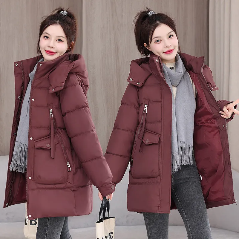 Clothes Female In The Long Style 2024 New Korean Version Loose Large Size Thick Down Cotton-Padded Jacket Foreign Style High-Grade All-Match Cotton-Padded Clothes - Image 5