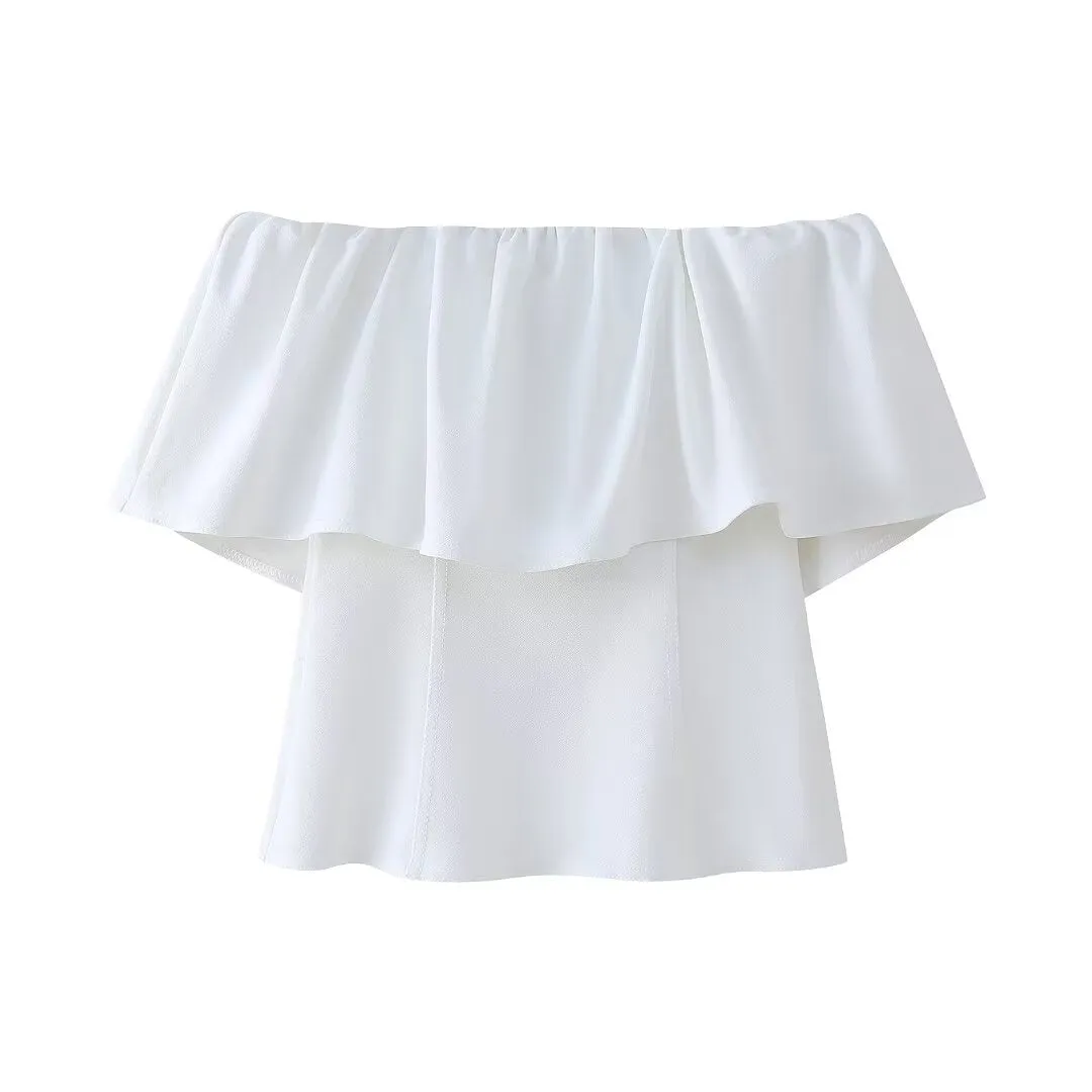 Znbbw 2024 New Street Style One-Word Open-Shoulder Simple Blouse 3644009 - Image 4