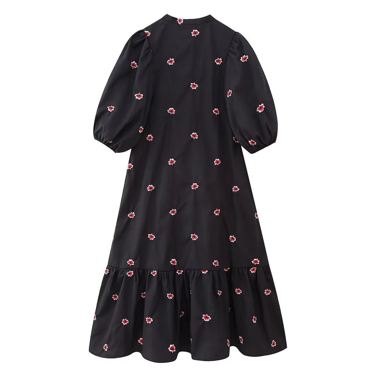 Znbbw 2024 New Simple And Generous Embroidered Flower Medium-Length Dress 4786067 - Image 3