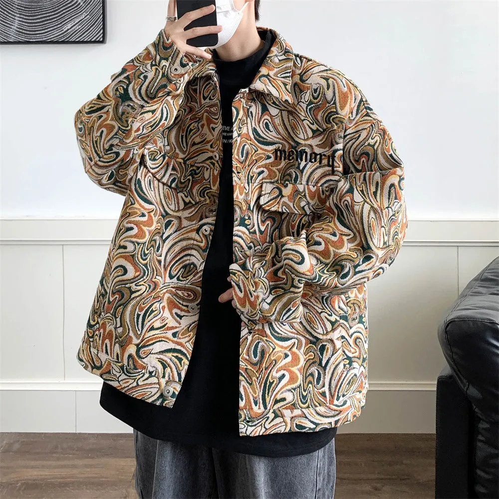 Kong Wind Ins Embroidered Work Jacket Male Autumn Add Fat Add Large Size Tide Fat Man Loose Ruffian Handsome Design Sense Coat - Image 3