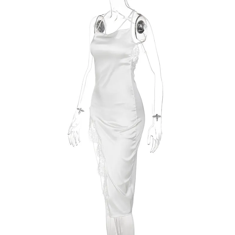 Znbbw Women Sexy Lace Party Club Backless Bodycon Stain Black Straps Midi Dress 2023 Summer Clothes Wholesale Items For Resale - Image 12