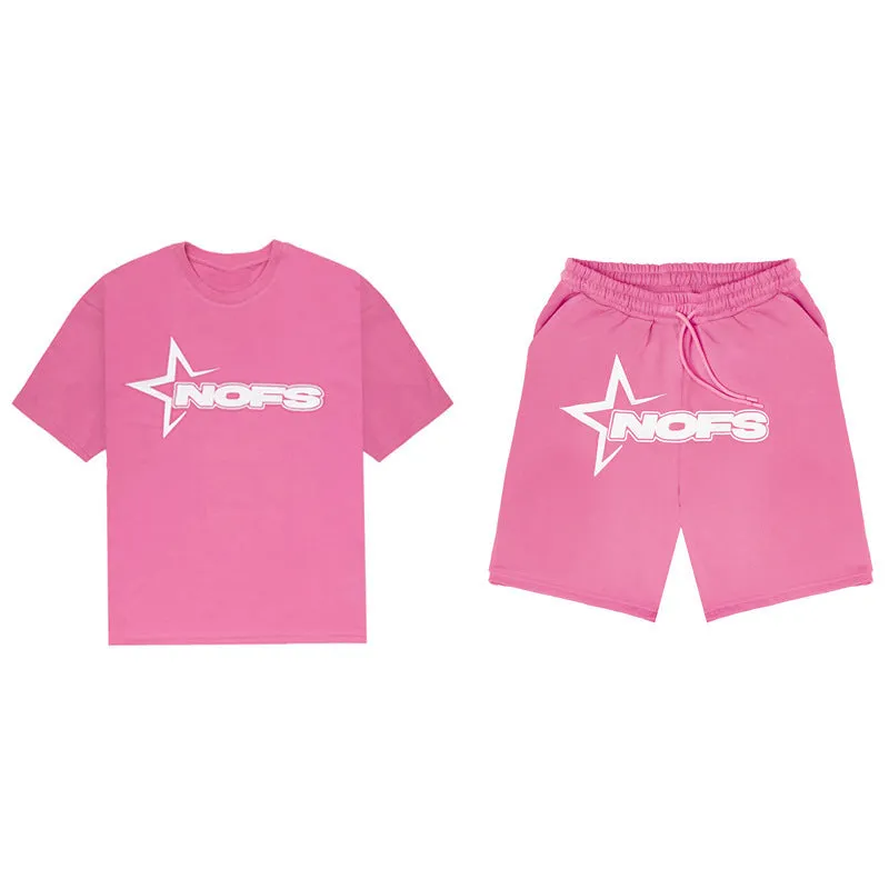 Znbbw Year's New Short-Sleeved Shirt For Men And Women's Trend Card Street Hip-Hop Punk Letter Printed T-Shirt Shorts - Image 9