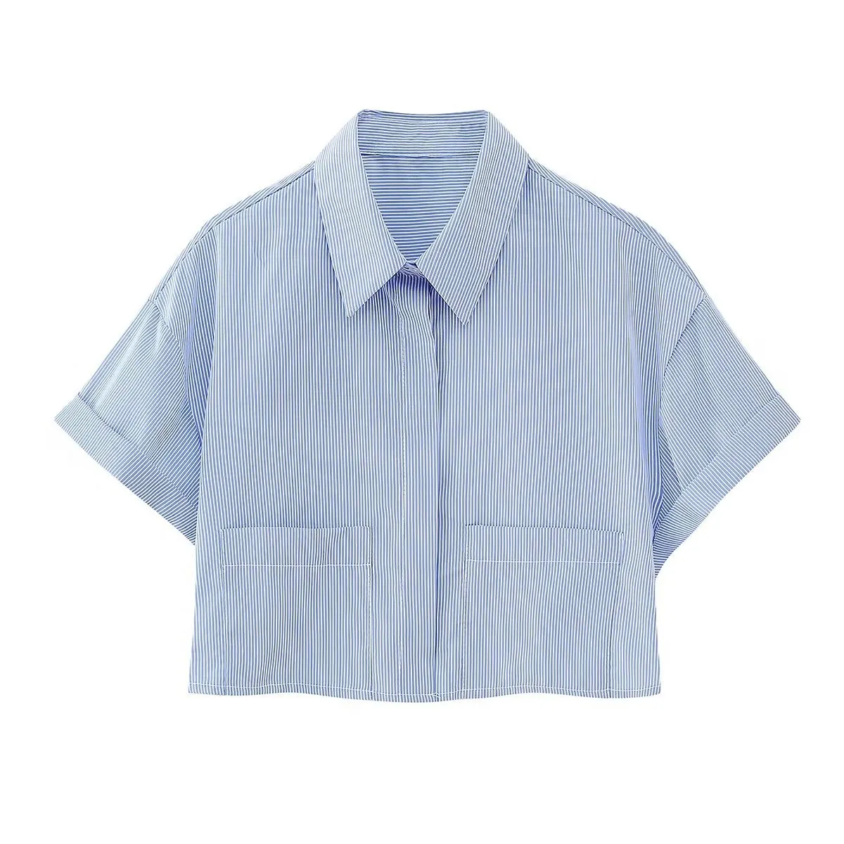 Znbbw Women's Wear New Striped Poplin Short Shirt 3615180 - Image 7