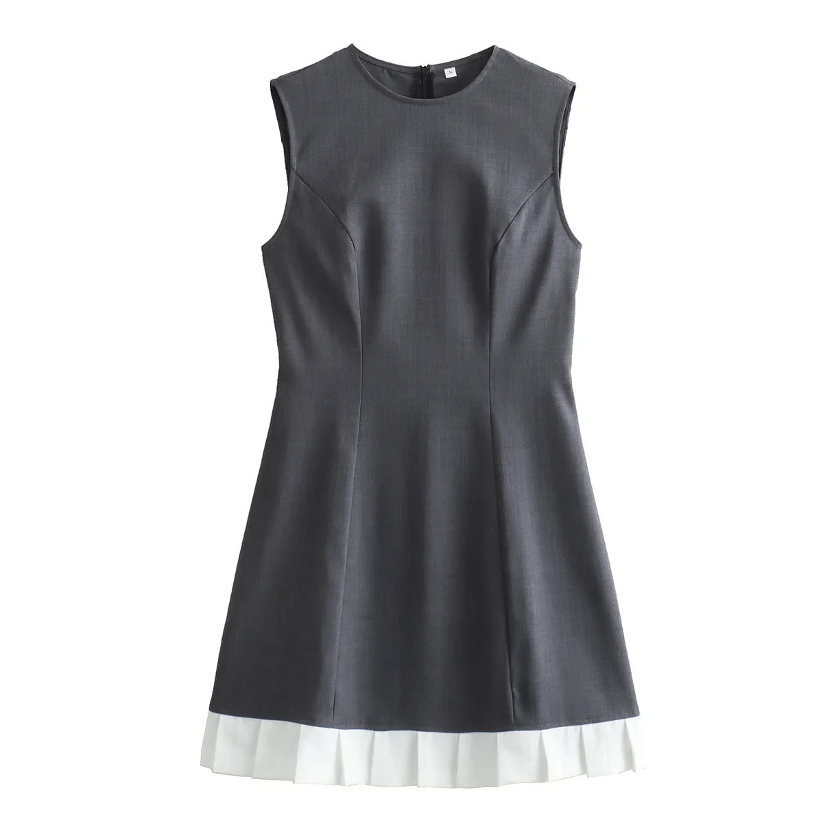 Znbbw New Spring Style Short Sleeveless Dress With Pleated Hem