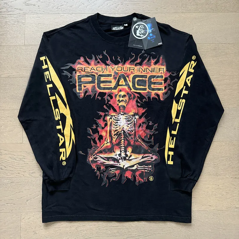 Znbbw Star Long-Sleeved T-Shirt Men's Ins Street Fashion T-Shirt Autumn And Winter Loose Casual Pure Cotton Bottom Shirt - Image 3