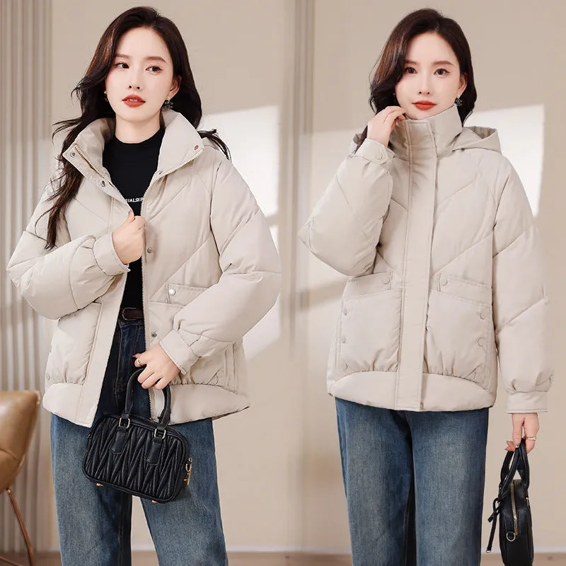 Size 300 Catties Fat MM Cotton Clothes Female Short Style 2024 New Korean Version Loose Cotton-Padded Jacket Fashion Hooded Cotton-Padded Jacket - Image 2