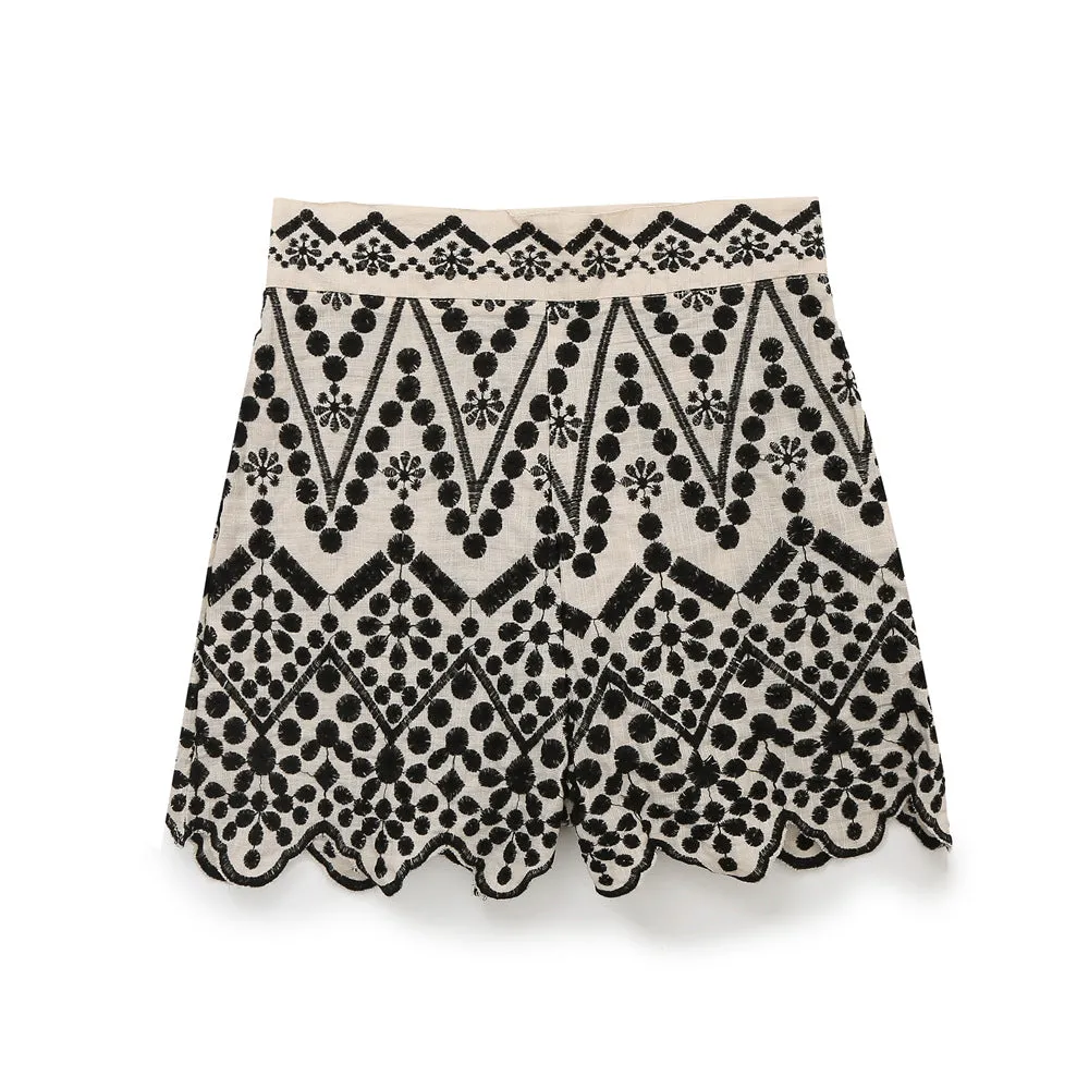 Znbbw Summer Color Embroidered Shirt 2731088 Embroidered Shorts 2731086